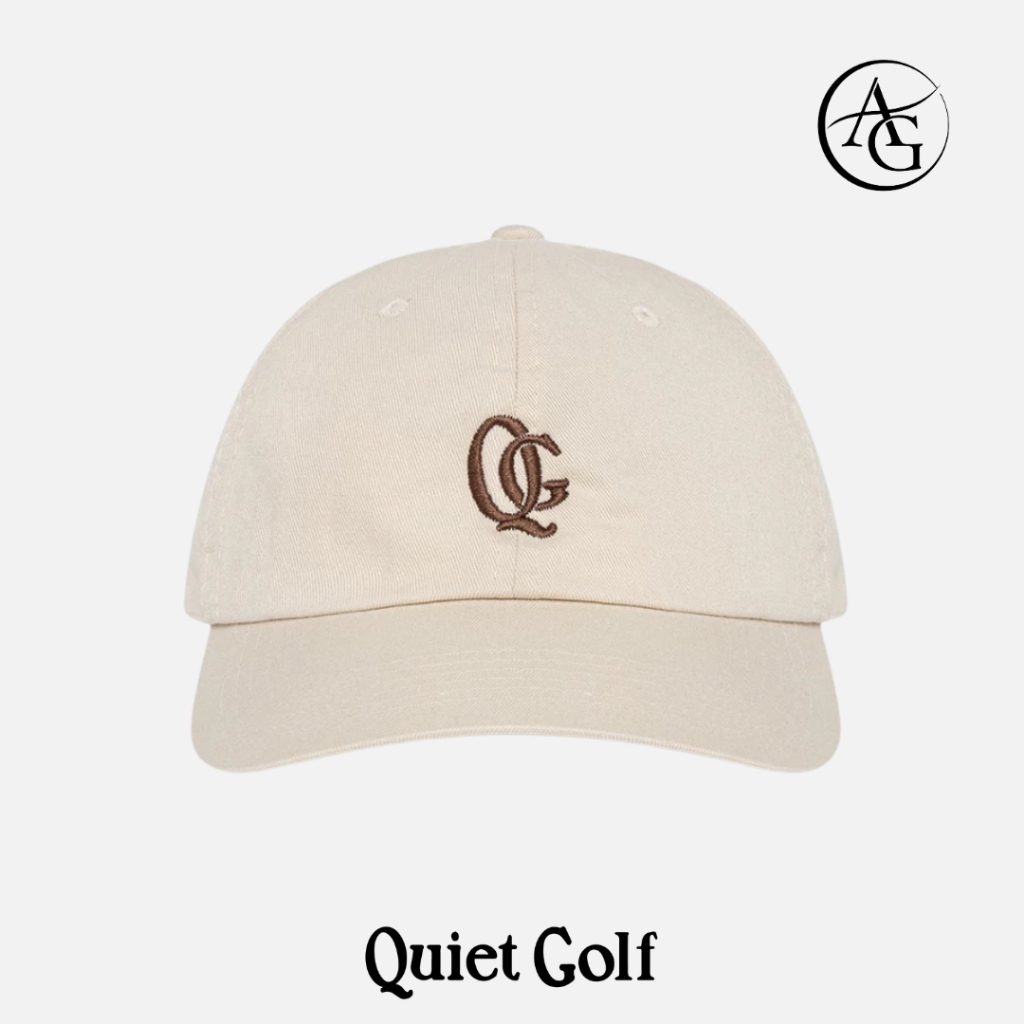 QUIET GOLF หมวกลายโมโนแกรม สี BONE
