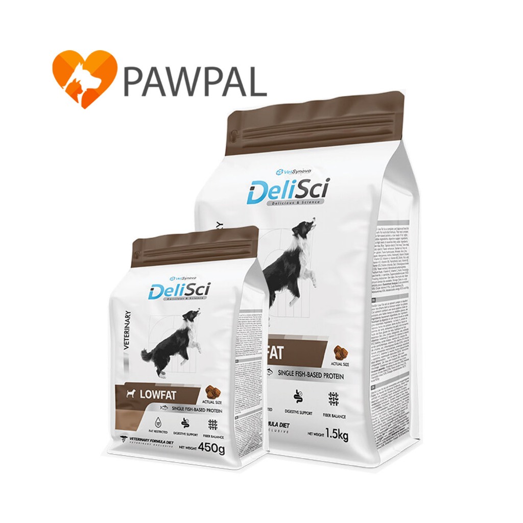 DeliSci Low Fat for Dogs🔥Exp.2027 อาหารเม็ด ไขมันต่ำ สำหรับสุนัขที่มีภาวะไขมันในเลือดสูง ขนาด 450 กรัม และ 1.5 kg