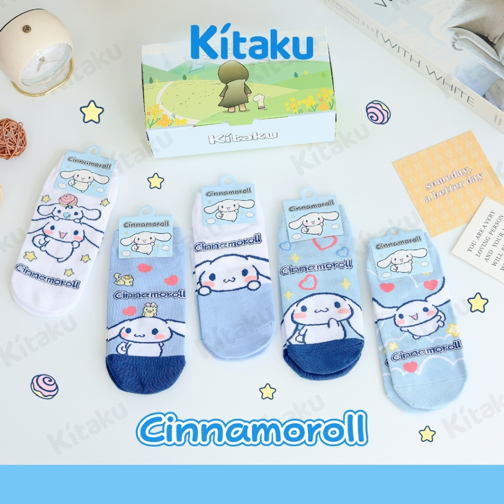 ถุงเท้า Kitaku ลิขสิทธิ์แท้ เซ็ต ชินนาม่อนใหม่ 1 กล่อง (1 กล่อง มี 5 คู่) CN new