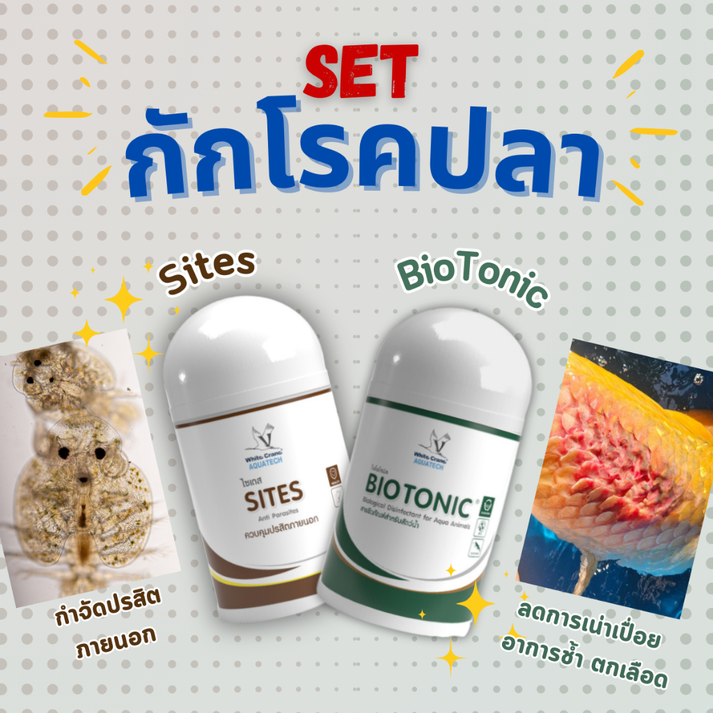 ชุดกักโรคปลา Sites 50 กรัม กป. กับ Biotonic By 50 กรัม 1 กป. คลินิคปลาสวยงาม