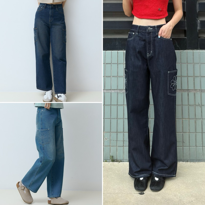 POCKETWOOD - Asa cargo jeans [สี Mid Blue พร้อมส่ง 25ธค] กางเกงยีนส์ขายาวคาร์โก้