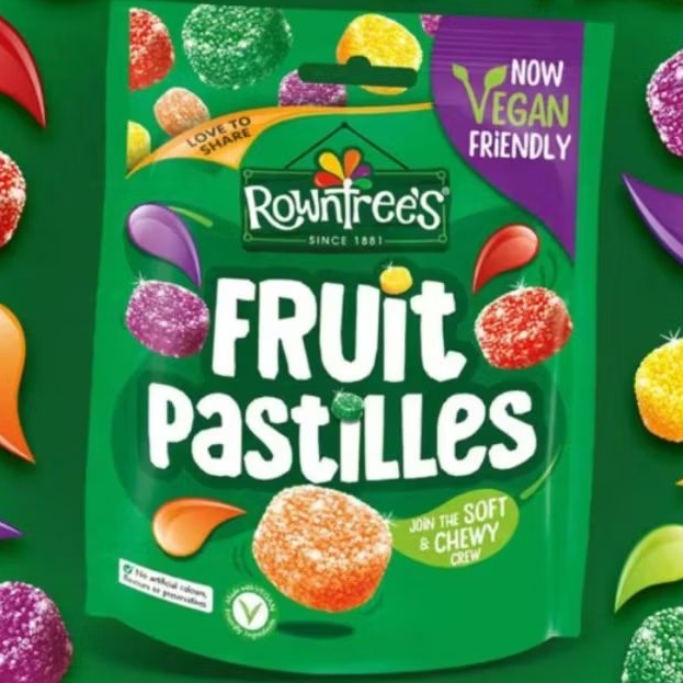 Nestle Rowntree's Fruit Pastilles Vegan Friendly Sweets  143g - เนสท์เล่ เยลลี่ รสผลไม้เคี้ยวหนึบ นำเข้าจากอังกฤษ 143ก.