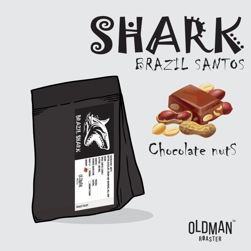 เมล็ดกาแฟ BRAZIL SANTOS ( SHARK )  *ตัวเลือก 2ระดับการคั่ว* by OLDMAN ROASTER