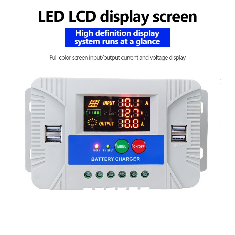 ตัวควบคุมการชาร์จพลังงานแสงอาทิตย์ตัวควบคุมการแสดงผลปัจจุบัน LED Display Night Light Controller