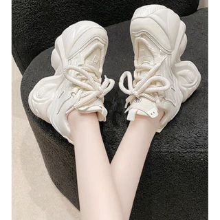 Marian พร้อมส่ง รองเท้าแฟชั่น รองเท้าผ้าใบผู้หญิง ทรงสวย ดีไซน์น่ารัก สวยมาก เสริมส้น7cm สินค้าตรงปก NO.A0492