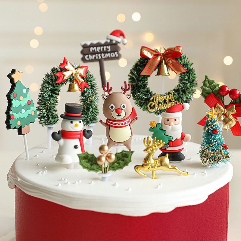 200 <พร้อมส่งในไทย > ป้ายปักเค้ก ขนม Christmas party