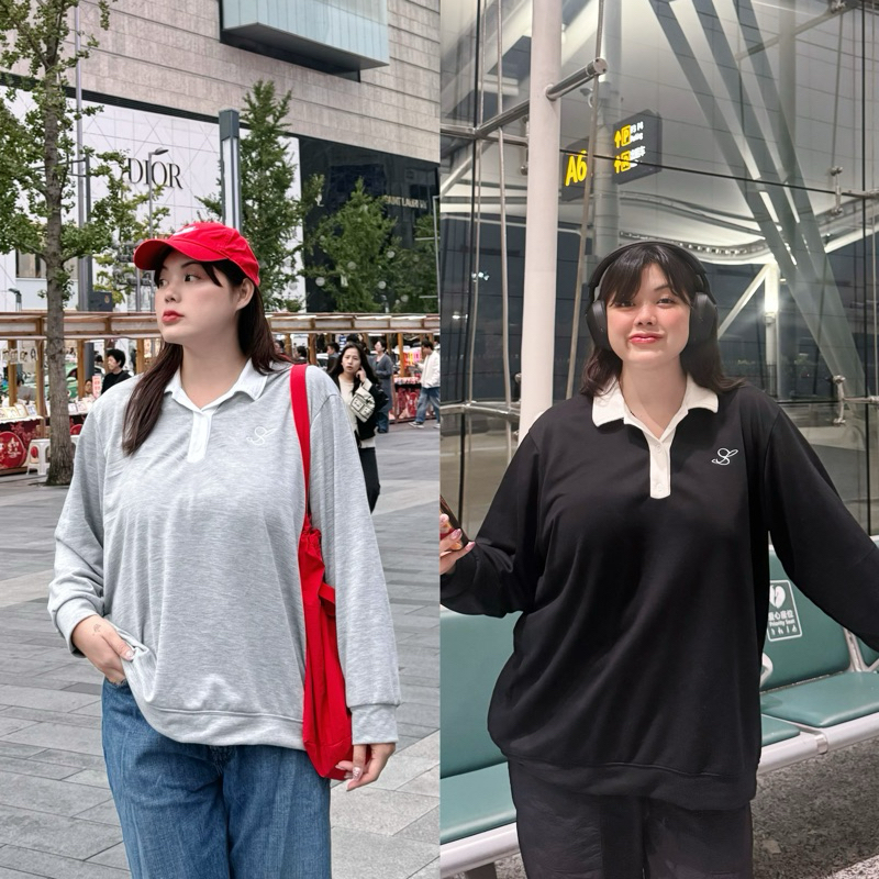 ss winter24 : เสื้อสเวทเตอร์ทรงคอปก โอเวอร์ไซส์ ผ้าเนื้อนุ่ม ไม่หนา เหมาะกับอากาศเมืองไทย อก -60“ (s405)