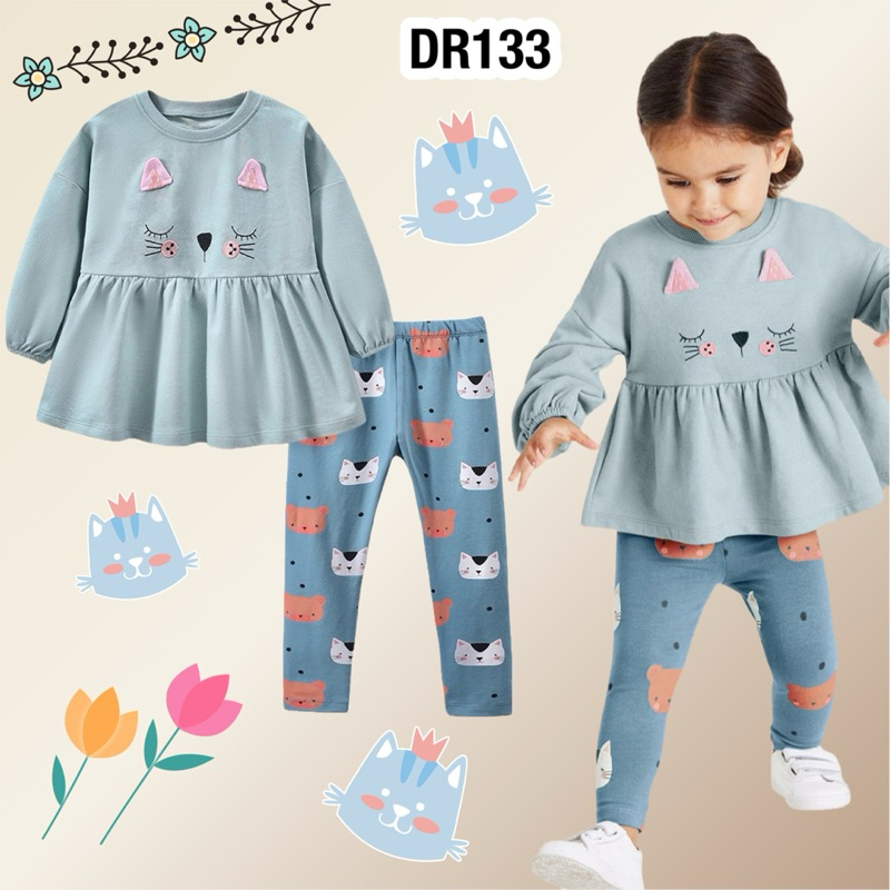 💥พร้อมส่งจากไทย💥ชุดเซ็ต Brand Malwee  ชุดเสื้อยืดแขนยาว+กางเกงเลกกิ้ง ผ้านิ่มใส่สบาย DR133