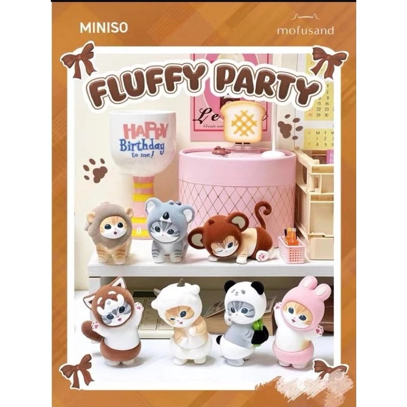 📌[พร้อมส่ง]📌โมเดลแมว Mofusand Fluffy Party By Miniso งานลิขสิทธิ์ของแท้