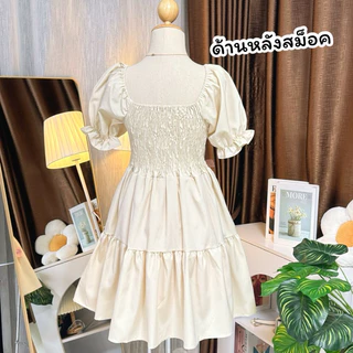 🎀✨Dress ทรงปล่อยแขนตุ๊กตาแต่งโบว์ ( อก 32-42 sweet bow )