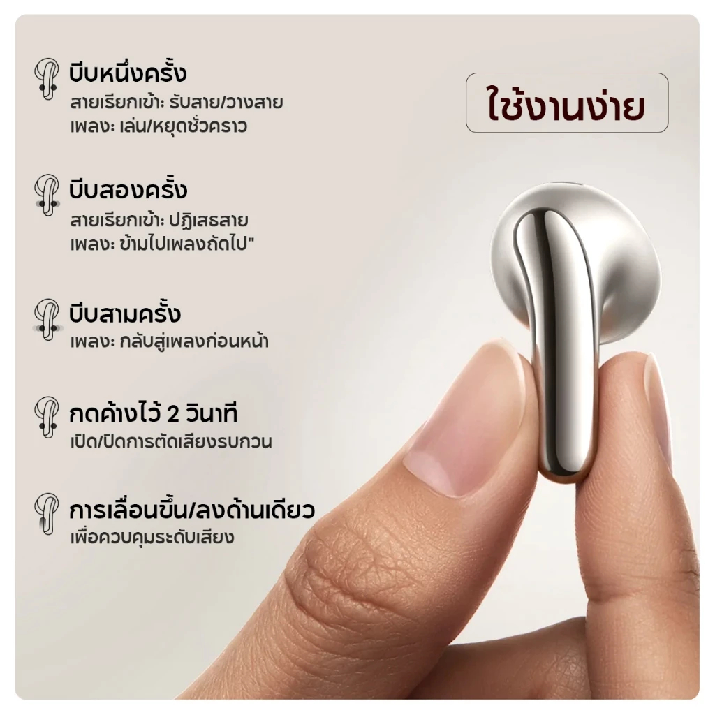 Xiaomi Buds 5 หูฟังบลูทูธ I คุณภาพเสียง Hi-Fi I IP54 กันฝุ่นและกันน้ำ I การลดเสียงรบกวนการโทรด้วย AI I บลูทูธ 5.4