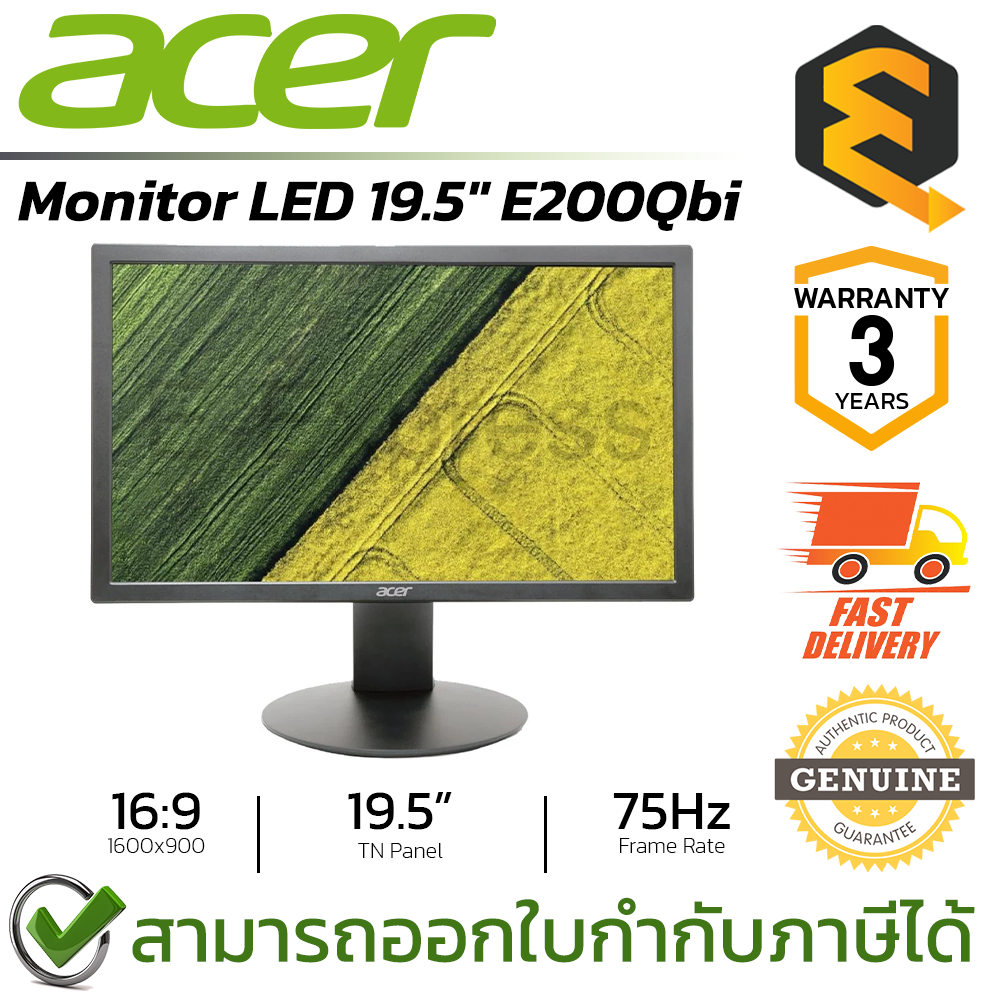 Acer Monitor LED 19.5" E200Qbi จอคอมพิวเตอร์ จอมอนิเตอร์ ของแท้ ประกันศูนย์ 3ปี