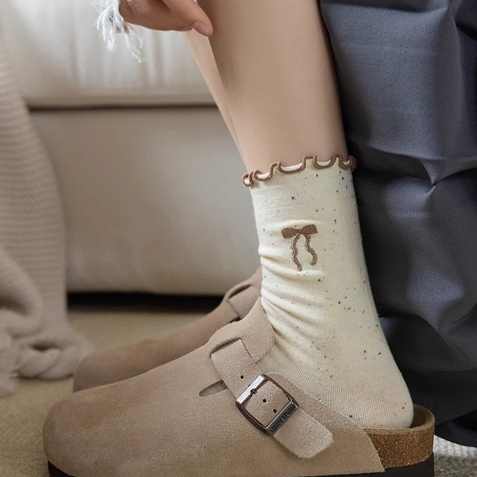 ในไทย-พร้อมส่ง✨ถุงเท้าผ้าฝ้าย ประดับโบว์ ลูกไม้ น่ารักหวาน สไตล์เกาหลี นักเรียนสำหรับผู้หญิง ความยืดหยุ่นสูง-Move - รูปที่ 7