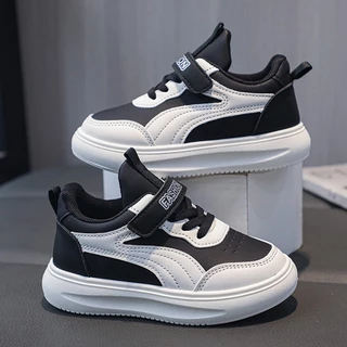 ใหม่!รองเท้าผ้าใบส้นแบนทรงVelcro สวมใส่ง่าย แฟชั่นสำหรับเด็กผู้ชายและผู้หญิง
