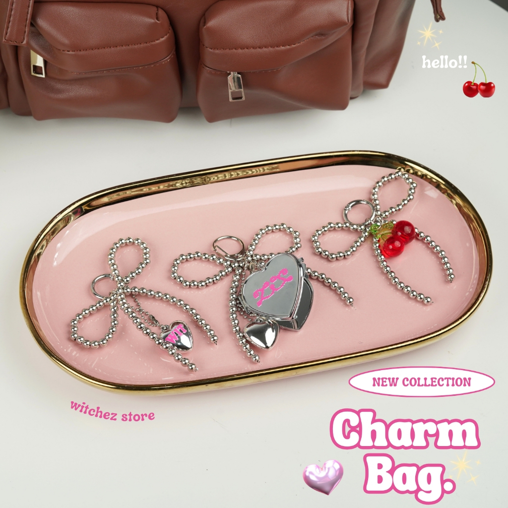 Witchez Pocket Mirror Bag Charm พวงกุญแจกระจกห้อยกระเป๋า หัวใจ เชอร์รี่ กระจก