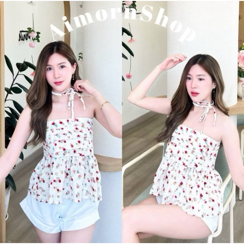 aimorn_shop เสื้อเกาะอกน่ารักมากๆ ลายดอกสีสันสดใสสุดๆ ใส่แมชท์กับกางเกงตัวโปรด สวยสุดๆ