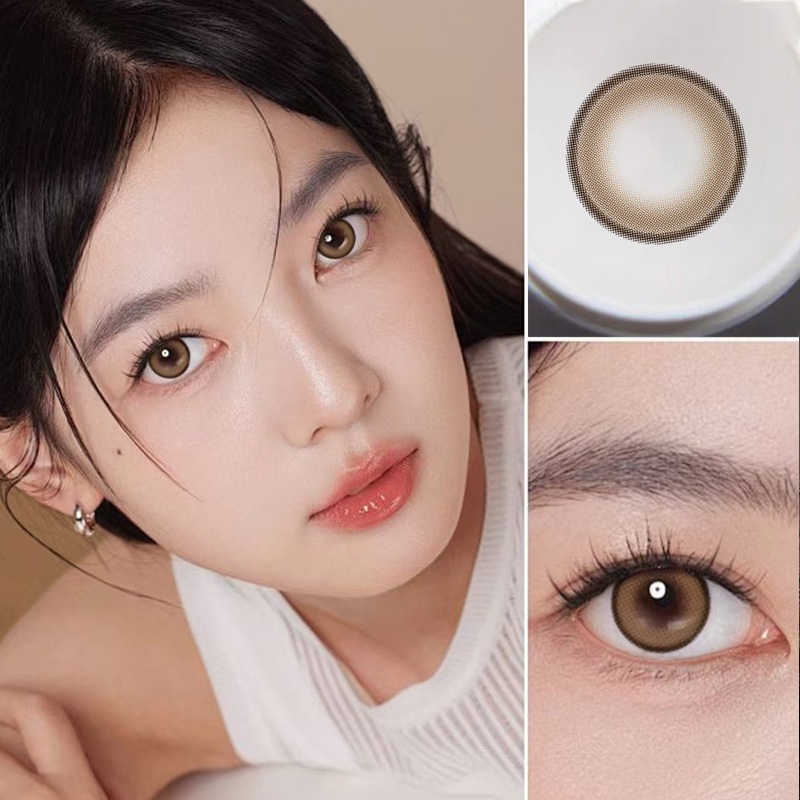 【0°-4.50°】COD คอนแทคเลนส์สีกรองแฟชั่นสีน้ำตาลคอนแทคเลนส์วิสัยทัศน์ปกติ 14.5 มม.