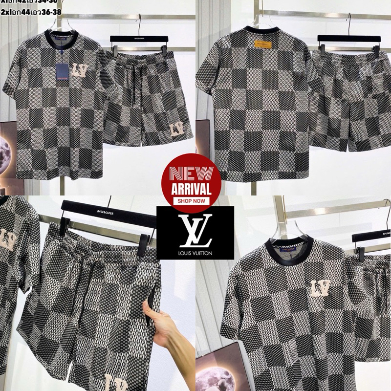 ชุดเซท Louis Vuitton 🖤🩶 Hiend 1:1 Cotton 💯 x Spandex 🏷️ เสื้อยืดแขนสั้น + กางเกงขาสั้น 🚚 ส่งไวจากไทย