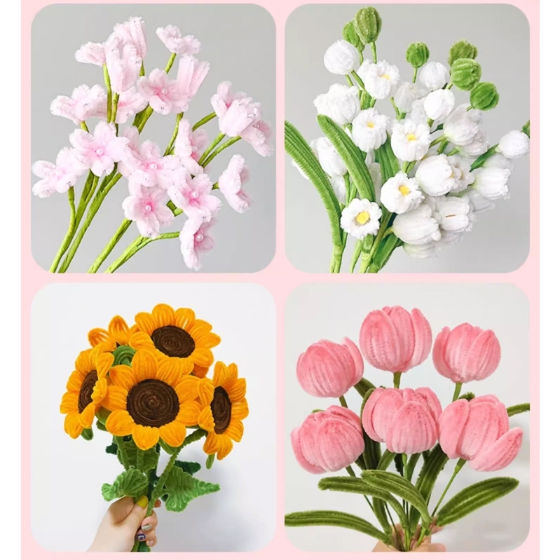 พร้อมส่งลวดกำมะหยี่ 100 เส้น งาน DIY พวงมาลัยลวดกำมะหยี่ รูปที่ 4