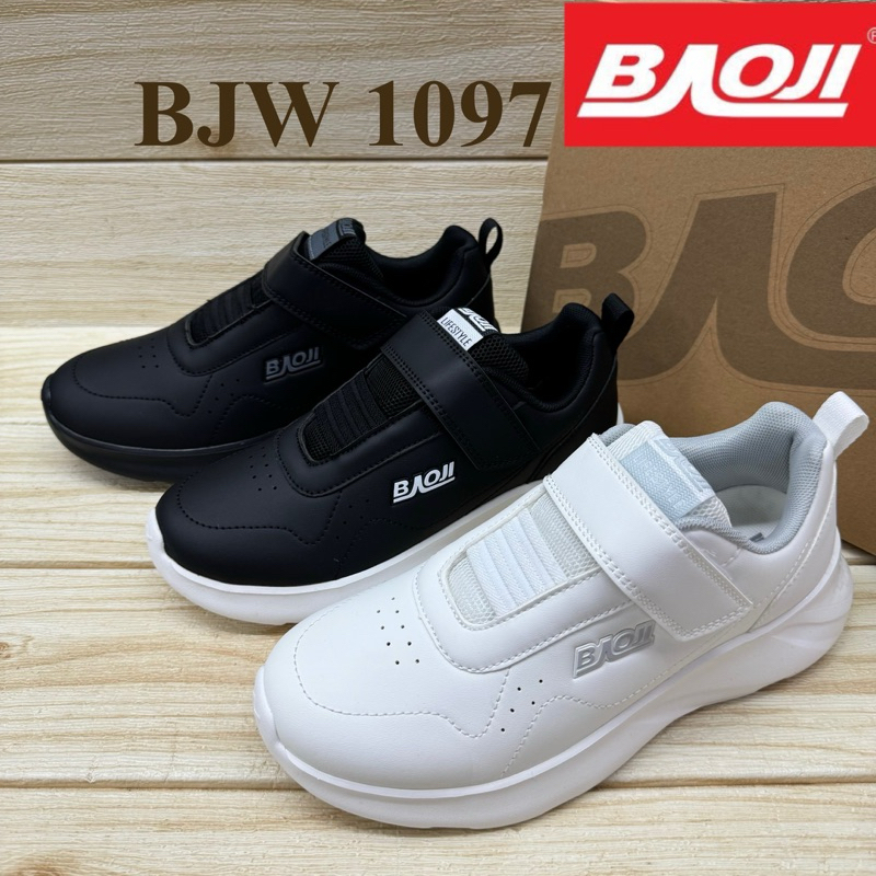 Baoji BJW 1097 รองเท้าผ้าใบ บาโอจิ แบบหนัง ติดเทป size37-41 เบา สวมใส่สบาย ซล