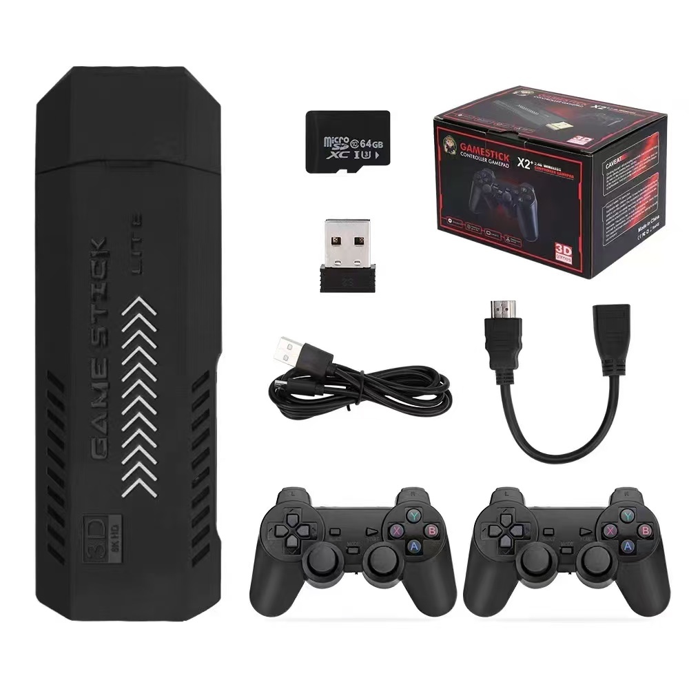 【 ps1+3d+เกมย้อนยุค】 x2 plus วิดีโอเกมคอนโซลเกม HDMI เกมแท่งสำหรับทีวีพีซี 64GB 40000+ เกมเกมควบคุมไร้สายเกมเกมครอบครัวเ