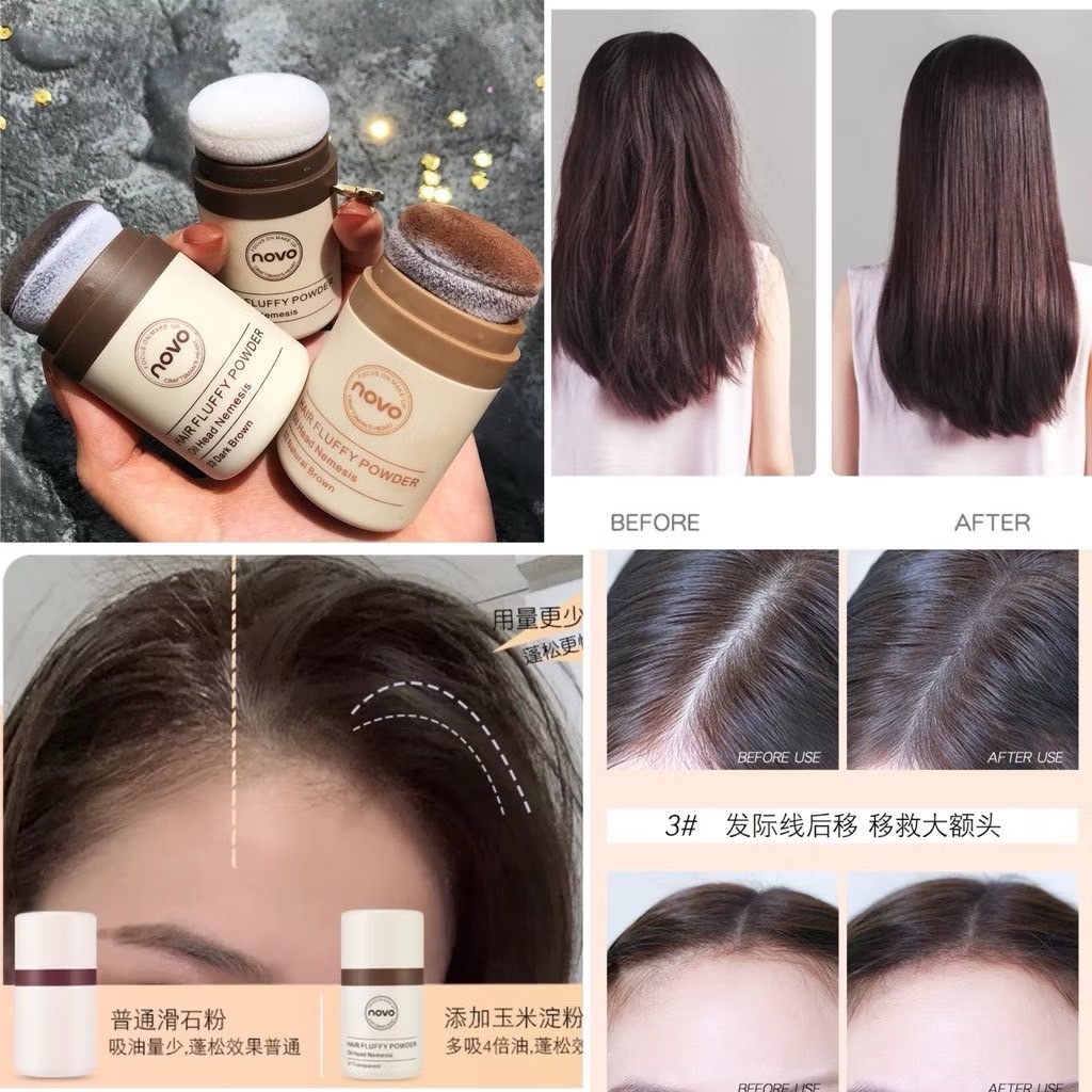 N462 Novo แป้งแฮร์ไลน์ ปกปิดผมบาง ปิดเหม่ง ลดความมัน เพิ่มความหนา จัดแต่งทรงผม - รูปที่ 3