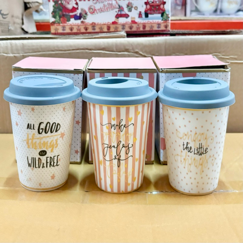แก้วกาแฟเซรามิคทนทานความร้อน ลายน่ารักสุดๆค่ะ มีฝาปิดพร้อมกล่อง – โปรปัง