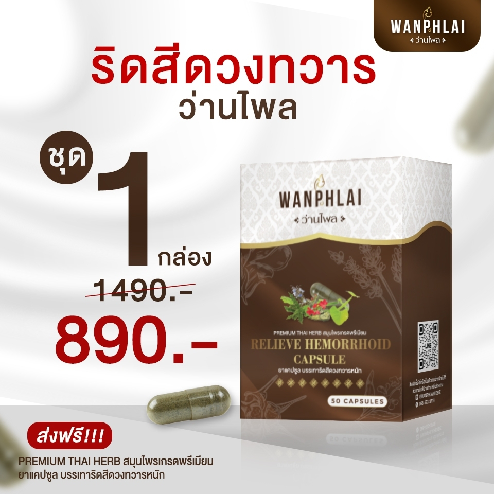 ของแท้ ส่งไว ยาบรรเทาริดสีดวงทวารหนัก ตราว่านไพล ( 50เเคปซูล ) ( 1 กล่อง )