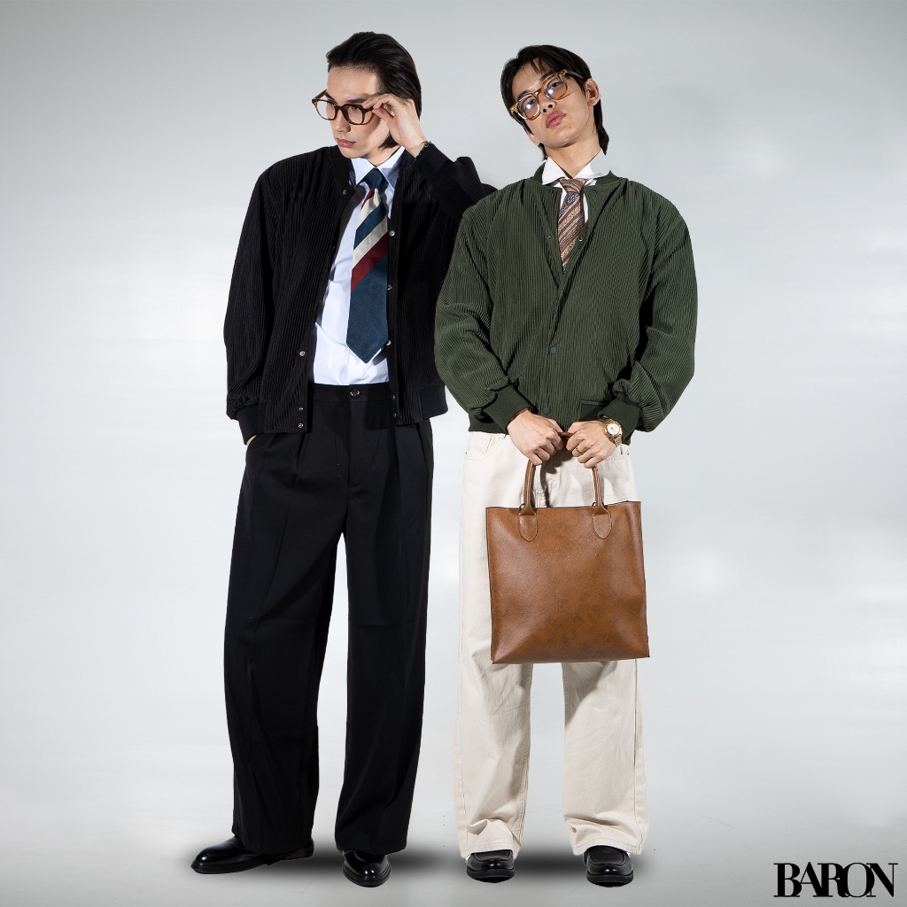 BARON "HENRY" Premium pleated bomber jacket เสื้อแจ็กเก็ตบอมเบอร์ผ้าพลีท ผู้ชาย