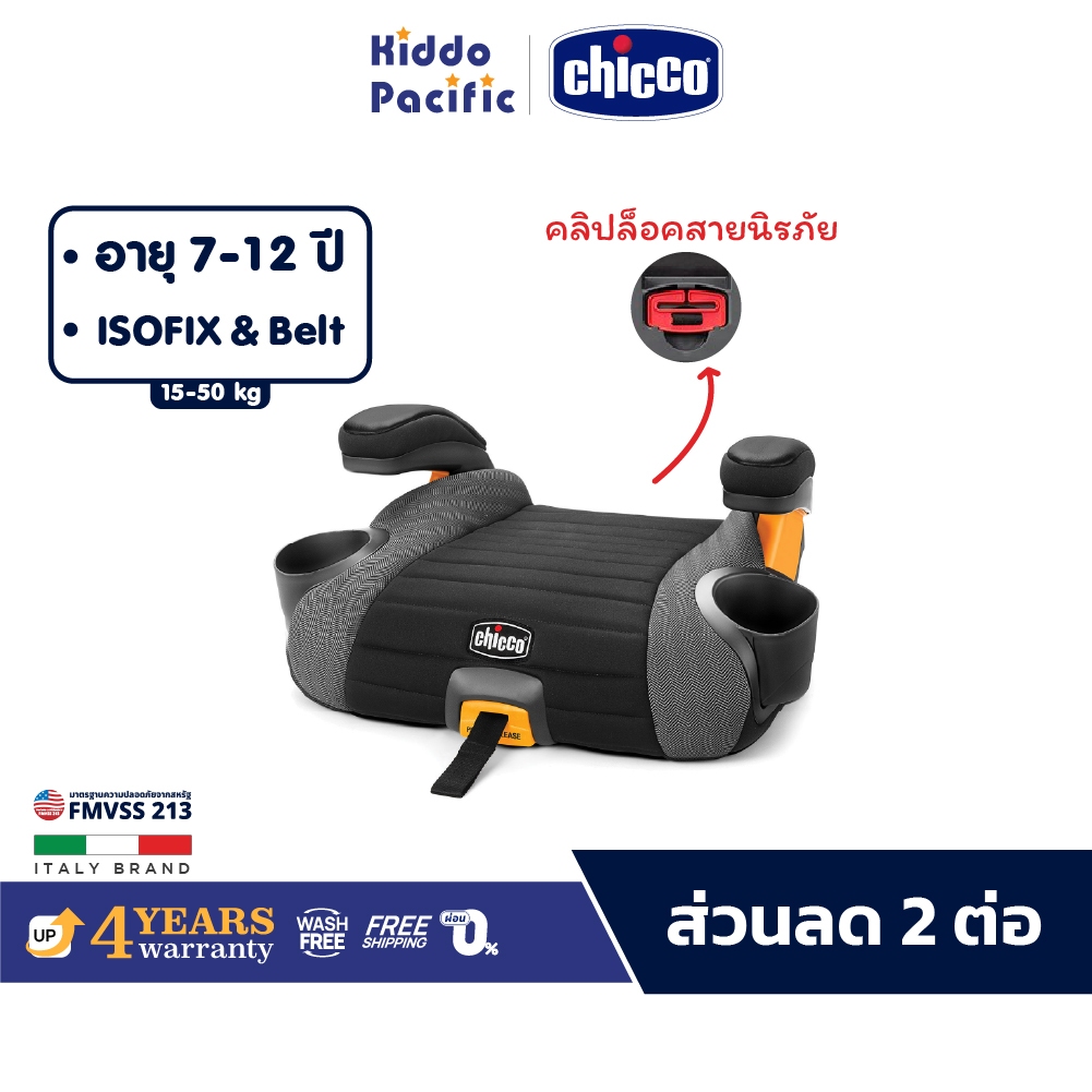 Chicco Go Fit Plus Backless Booster Car Seat คาร์ซีท เบาะนั่งเสริม เด็กโต 4 ขวบ+ ติดตั้ง Isofix