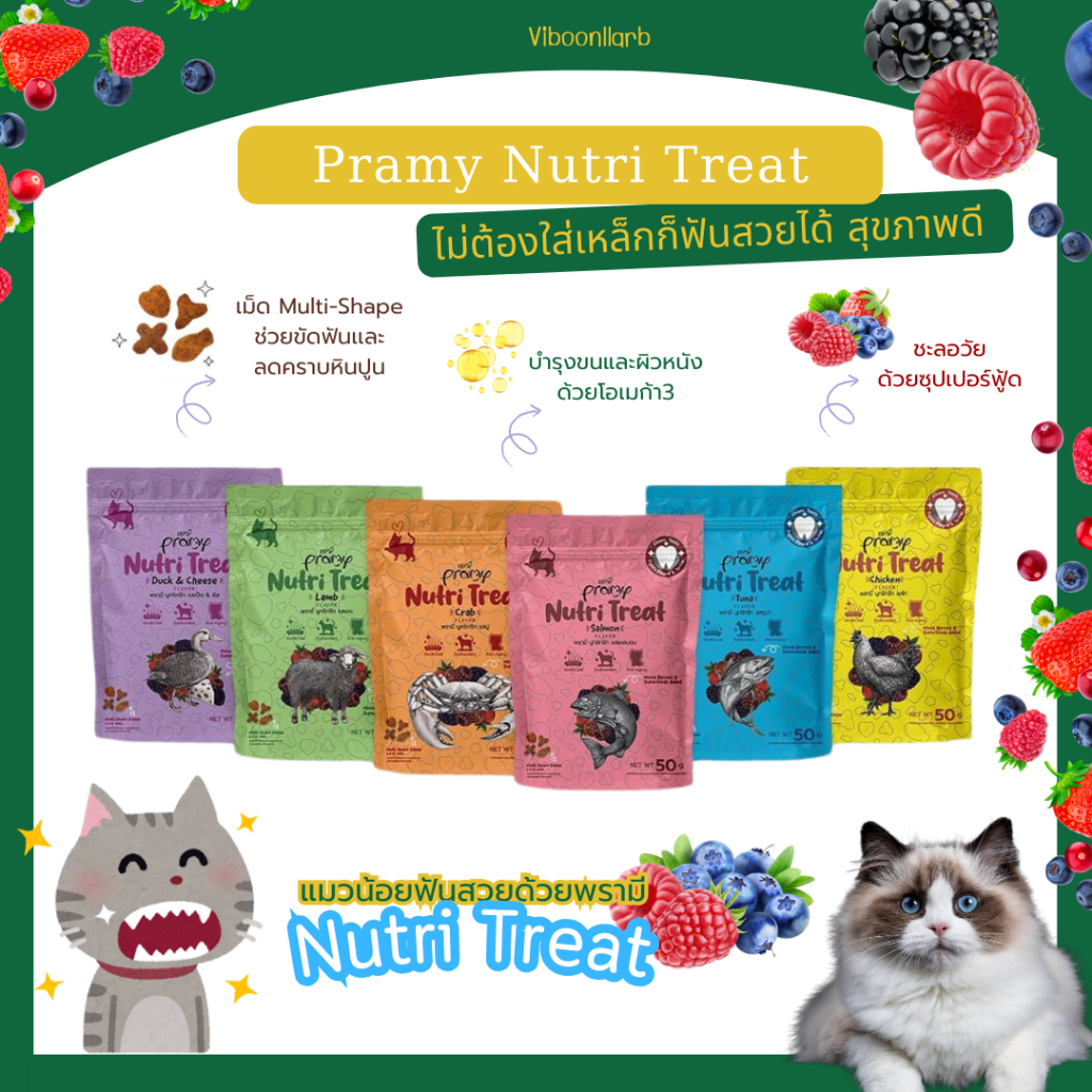 Pramy Nutri Treat ขนมขัดฟันสำหรับแมว ช่วยป้องกันฟันผุ อร่อยแถมมีประโยชน์