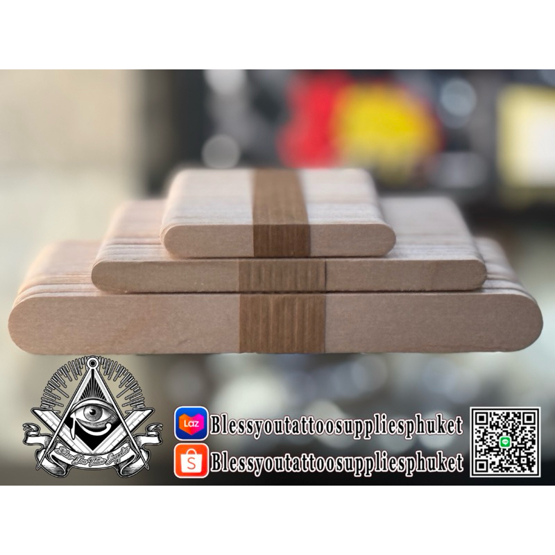 Equipment WOODEN TONGUE DEPRESSOR ไม้ตักวาสลีน ไม้ไอติมตักวาสลีน ไม้ตักครีม 50 ชิ้น