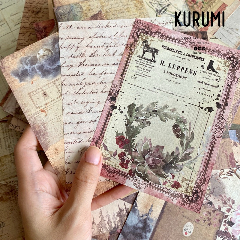 พร้อมส่ง 15แผ่น/แพค กระดาษ สไตล์วินเทจ สําหรับตกแต่งสมุดภาพ DIY แผ่นละ1บาท