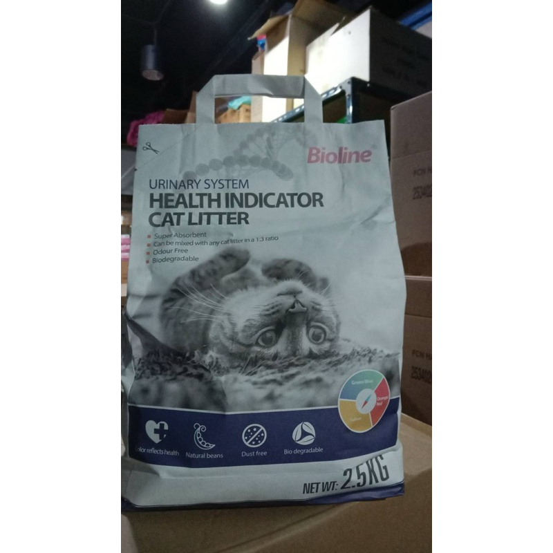 Bioline ทรายแมวตรวจสุขภาพ ทรายเต้าหู้ตรวจฉี่ ดูดกลิ่นดี จับก้อนเร็ว บรรจุ 6 ลิตร