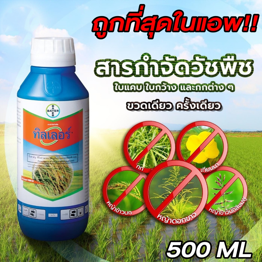ถูกที่สุด !! 500 Ml ทิลเลอร์ (Tiller®) กำจัดวัชพืชประเภทใบแคบ ใบกว้างและประเภทกก 500 ml.