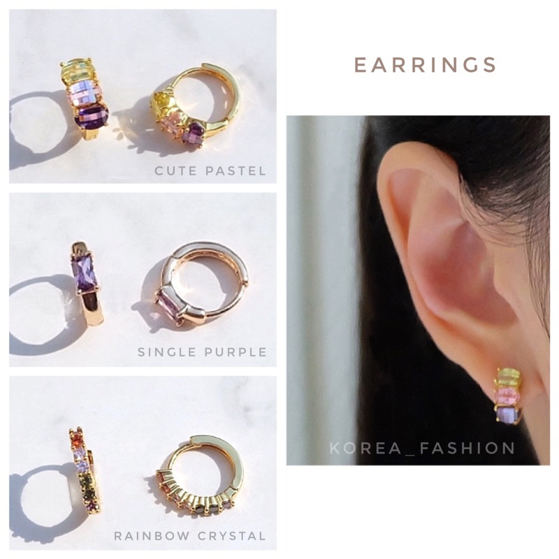 Crystal hoop earrings ต่างหูแบบห่วง