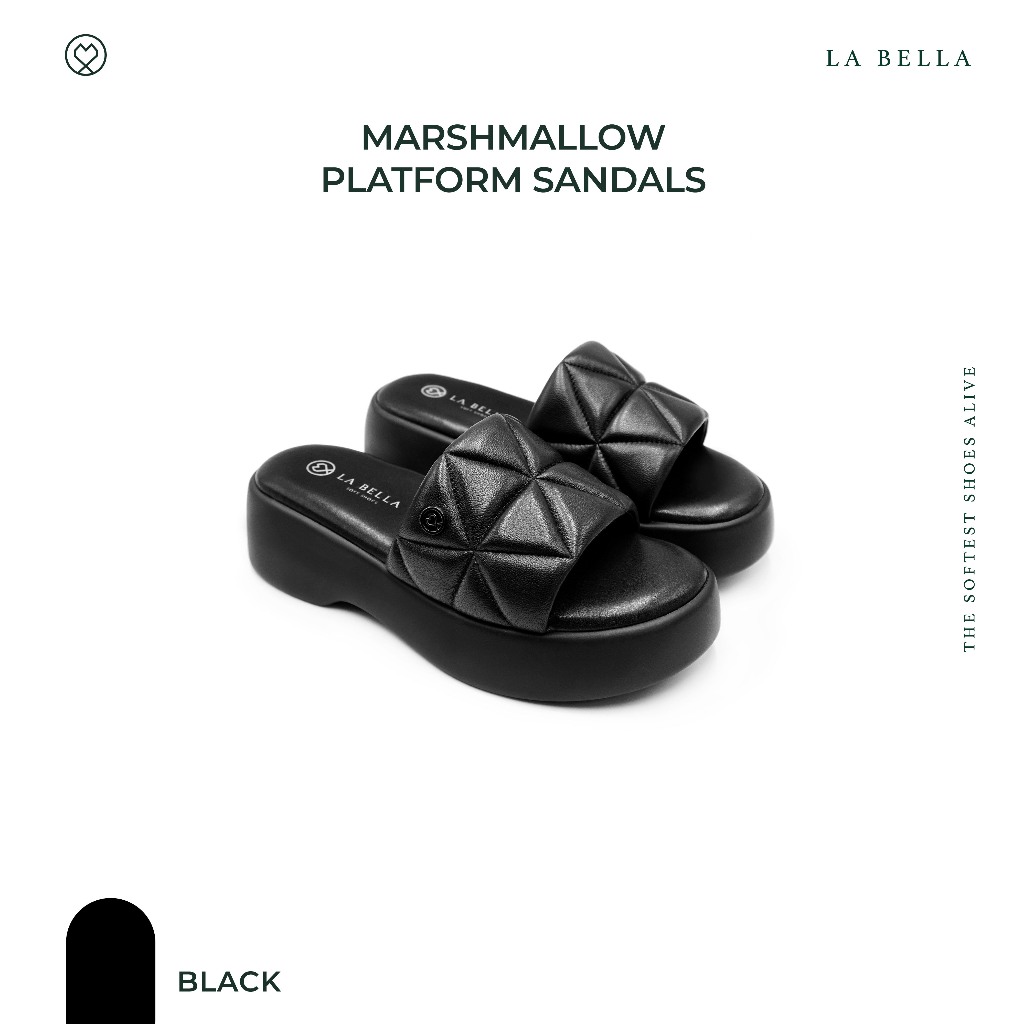 LA BELLA รุ่น MARSHMALLOW PLATFORM SANDALS - BLACK