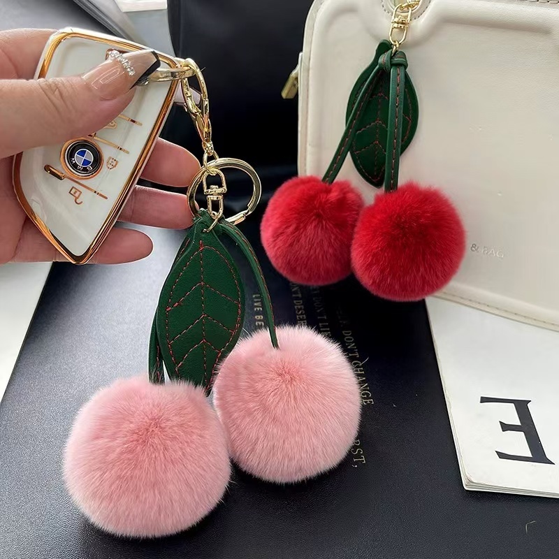 Real Rex กระต่ายขนสัตว์ Little Cherry รถพวงกุญแจจี้น่ารักตุ๊กตาตุ๊กตาตุ๊กตากระเป๋าจี้