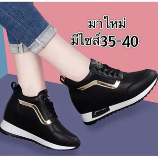 shopfashiop รองเท้าผ้าใบผู้หญิง เสริมส้น รองเท้าแฟชั่น ส้นหนา น้ำหนักเบา ใส่ไปเที่ยวเก๋ๆ A677