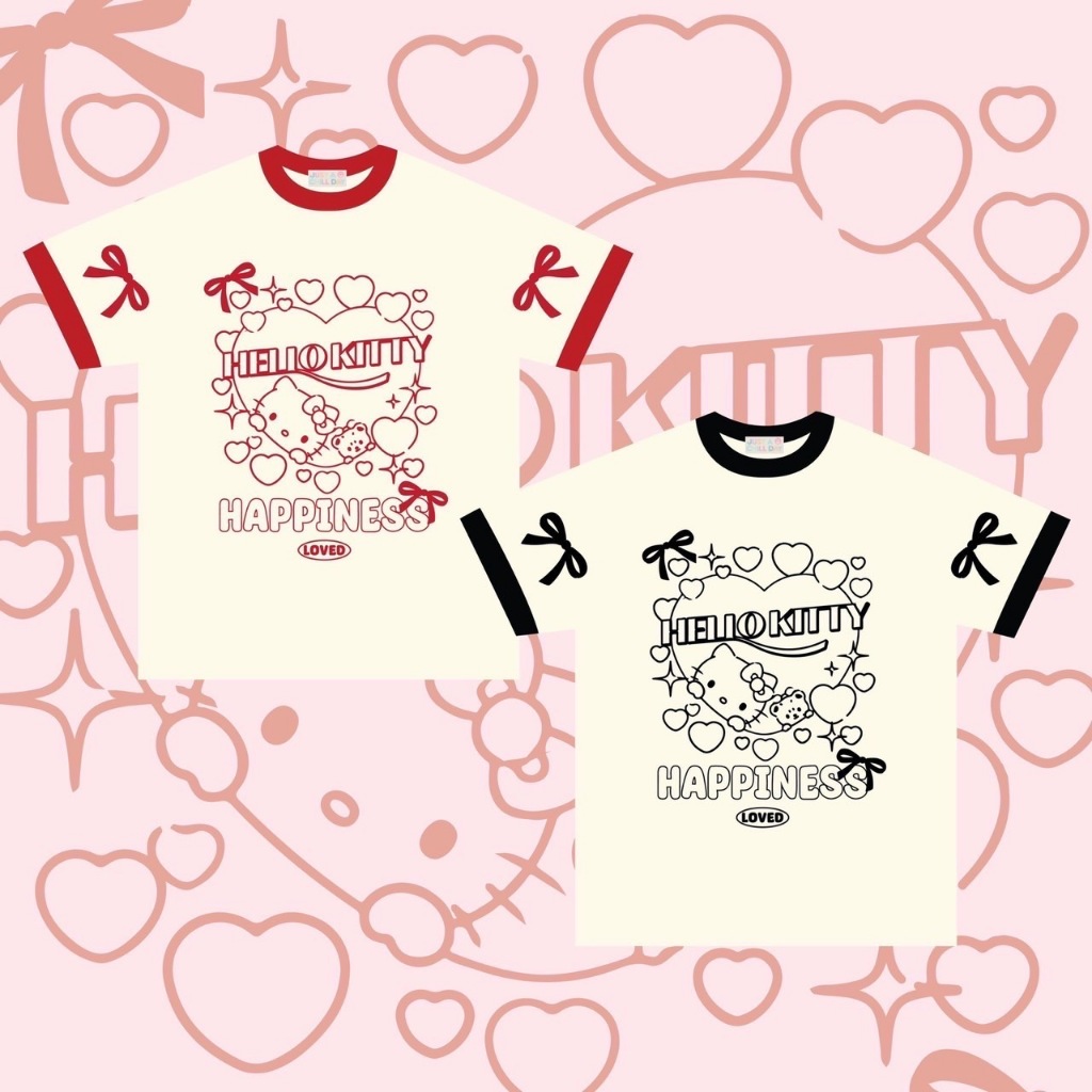 Just เสื้อยืดโอเวอร์ไซส์สกรีนคิตตี้ แต่งกุ๊น