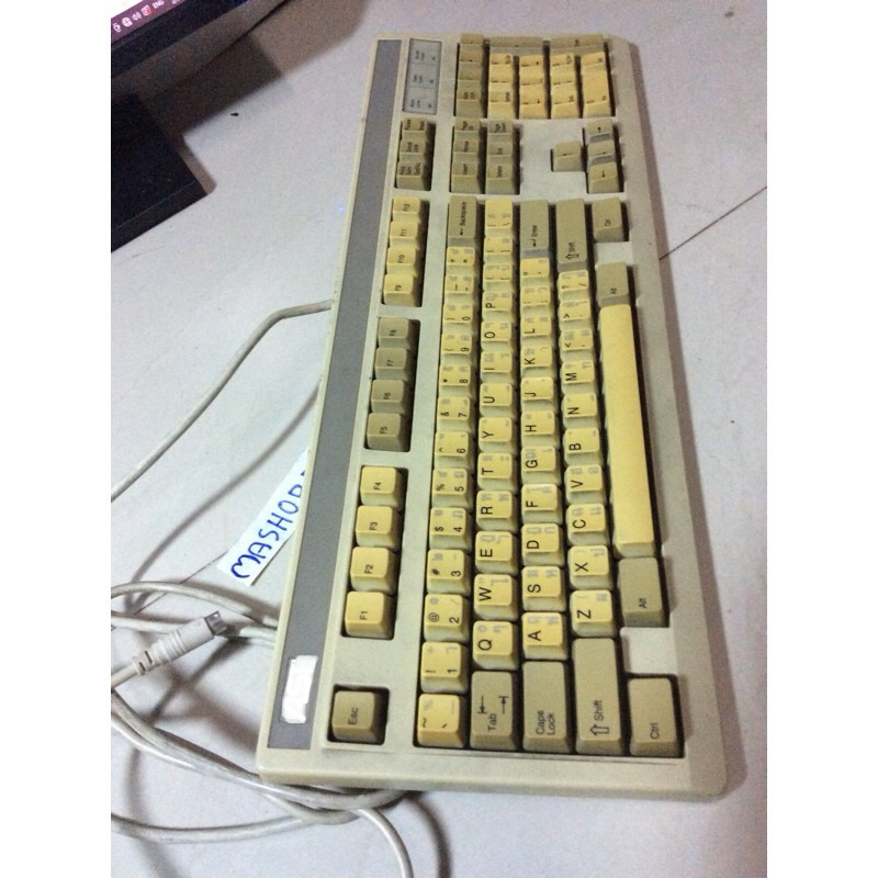 1. มือสอง คีย์บอร์ด ps2 เก่า เอเอสที-KB 101 หัวกลม,keyboard ps2 AST KB-101 หัวกลม บอดี้สีขาว