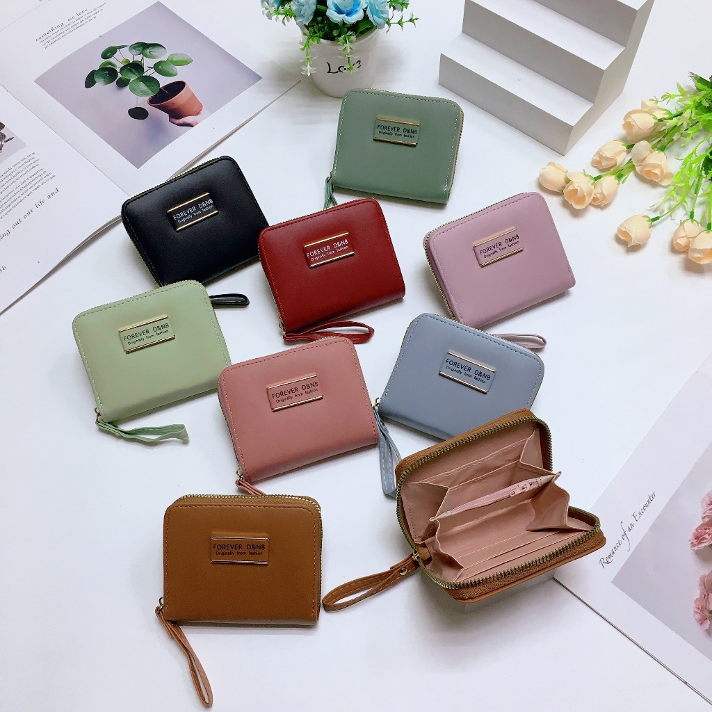 BB021#กระเป๋าสตางค์ใบสั้น มีซิปใบสำหรับใส่เหรียญ มีช่วงใส่บัตรงทั้งหมด4ช่อง วัดสุด:หนังPU รุ่นใหม่！
