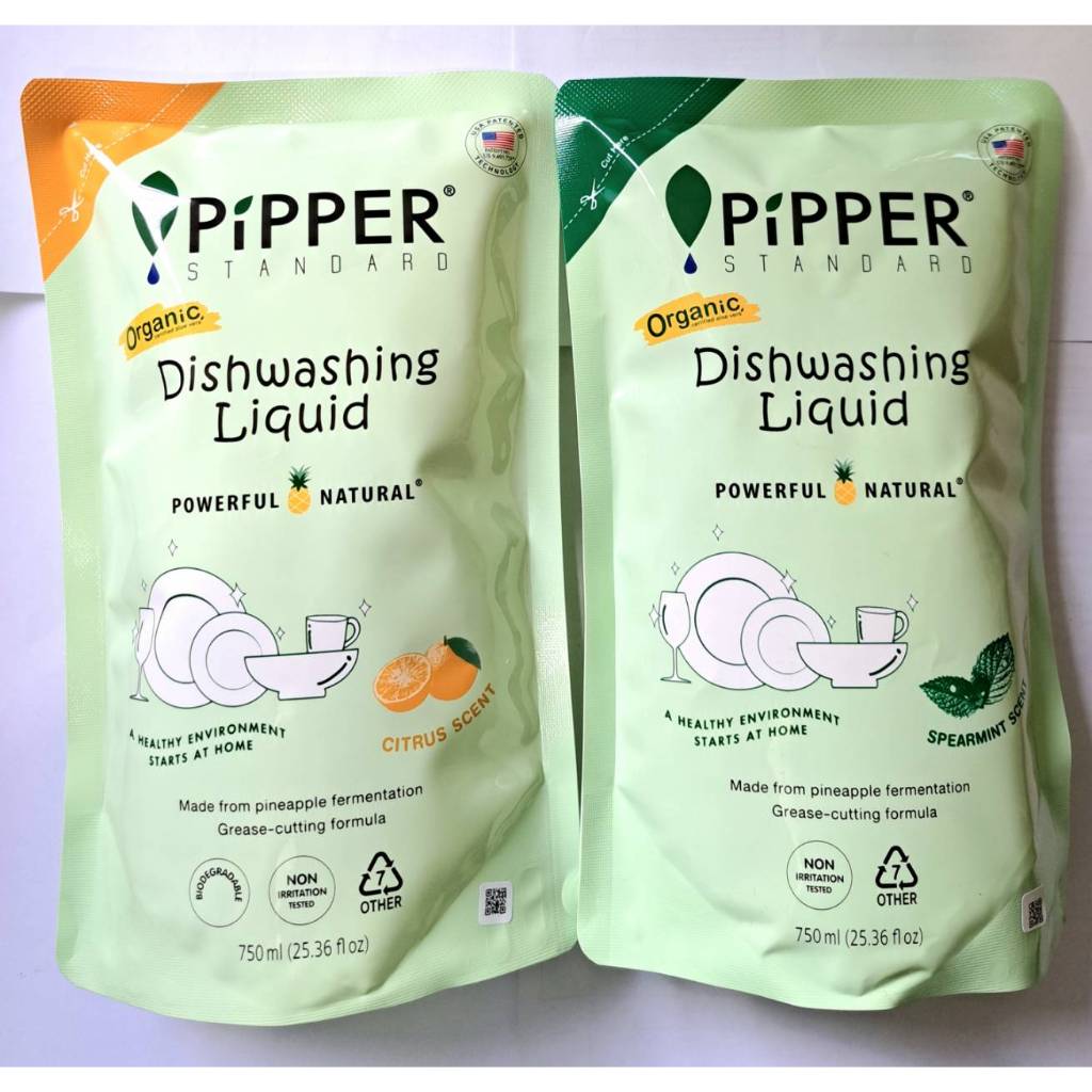 Pipper Standard น้ำยาล้างจานธรรมชาติ กลิ่นซิตรัส แบบขวด และถุงเติม