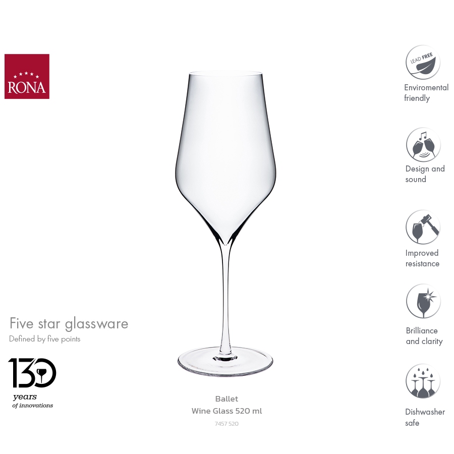 แก้วไวน์ขาว Ballet White Wine 520 ml แก้วคริสตัล