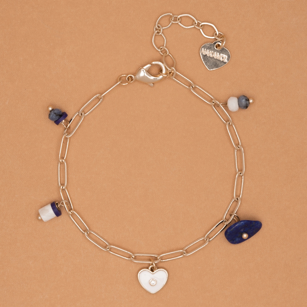 WHITE HEART CHARM BRACELET
