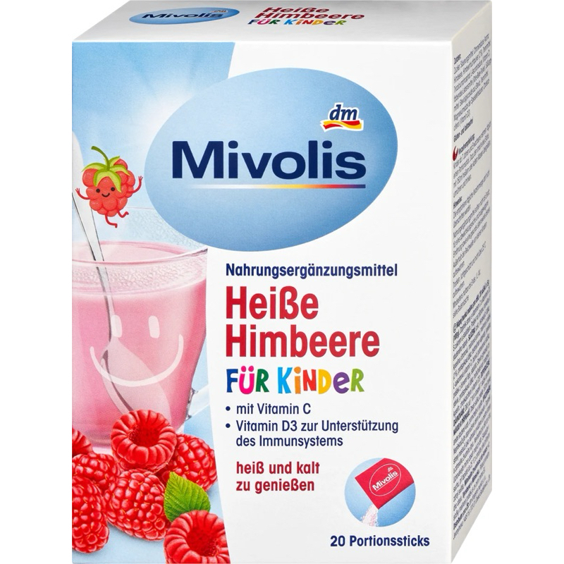 Mivolis Kindergetränk วิตามินแบบชงสำหรับเด็ก Vitamin C + D3 รสราสเบอร์รี่ นำเข้าจาก🇩🇪เยอรมัน