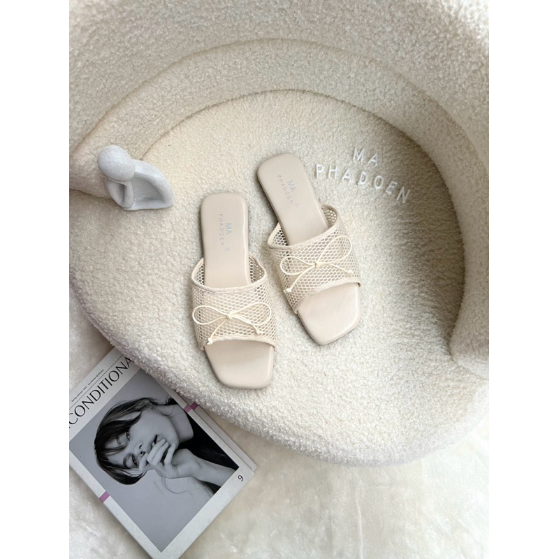 🎀Afashion🎀รองเท้าแตะผ้าตาข่ายผูกโบว์ น่ารักมากค่ะ นิ่มมากๆ 36-45 พร้อมส่งนะคะ