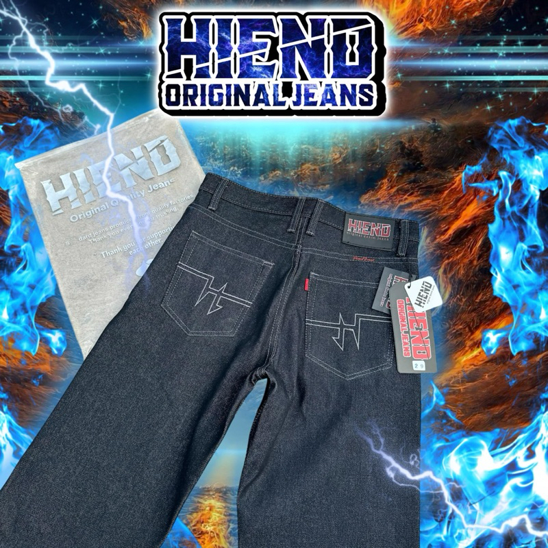 กางเกงยีนส์HIENDสีมิดไนท์ผ้าดิบ16oz แถมป้ายห้อย