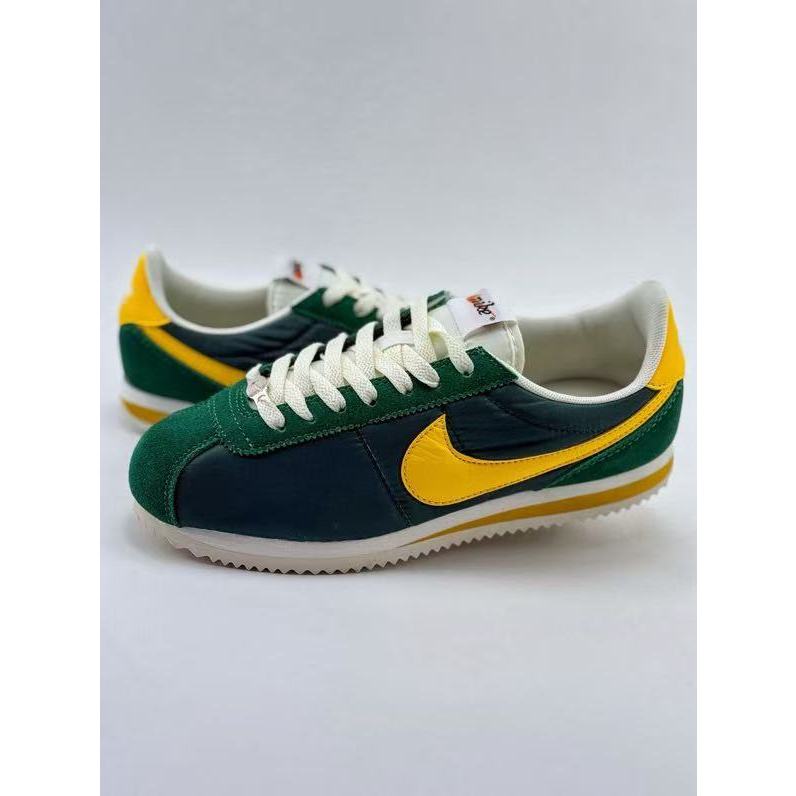 Nike คลาสสิก Cortez TXT สีเขียวเหลือง รองเท้ากีฬา Casual Classic Argan