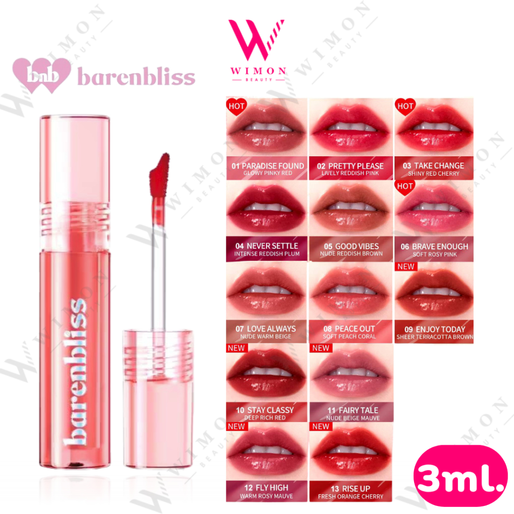 Bnb Barenbliss Peach Makes Perfect Lip Tint 3ml. บีเอ็นบี แบร์แอนด์บลิซ พีช เมค เพอร์เฟ็ค ลิป ทินท์